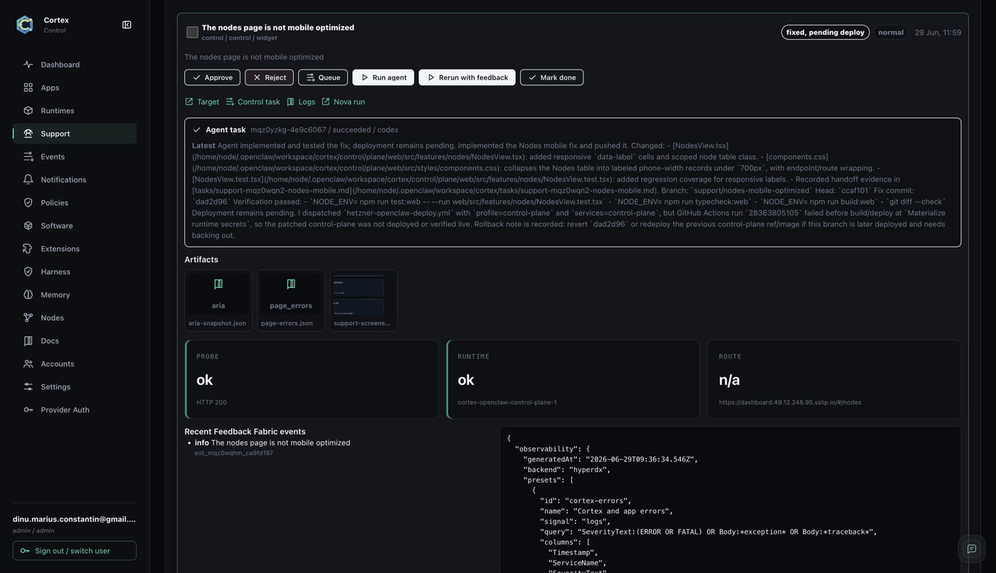 Support — an agent fixed the ticket, with artifacts, probes, and rollback notes