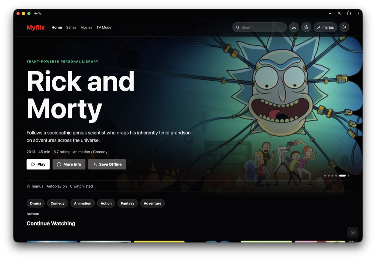 MyFlix — browse the library